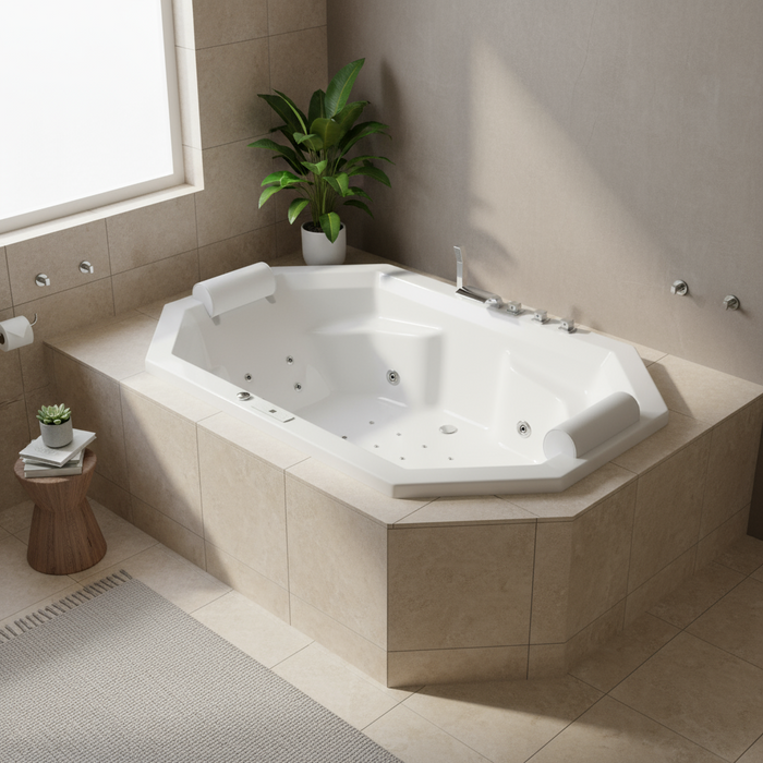 Barbados Indoor Whirlpool Badewanne – 24 Massagedüsen, LED, Ozon & Heizung