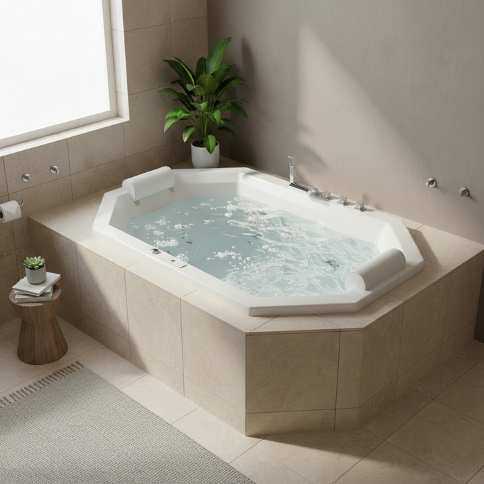 Barbados Indoor Whirlpool Badewanne – 24 Massagedüsen, LED, Ozon & Heizung