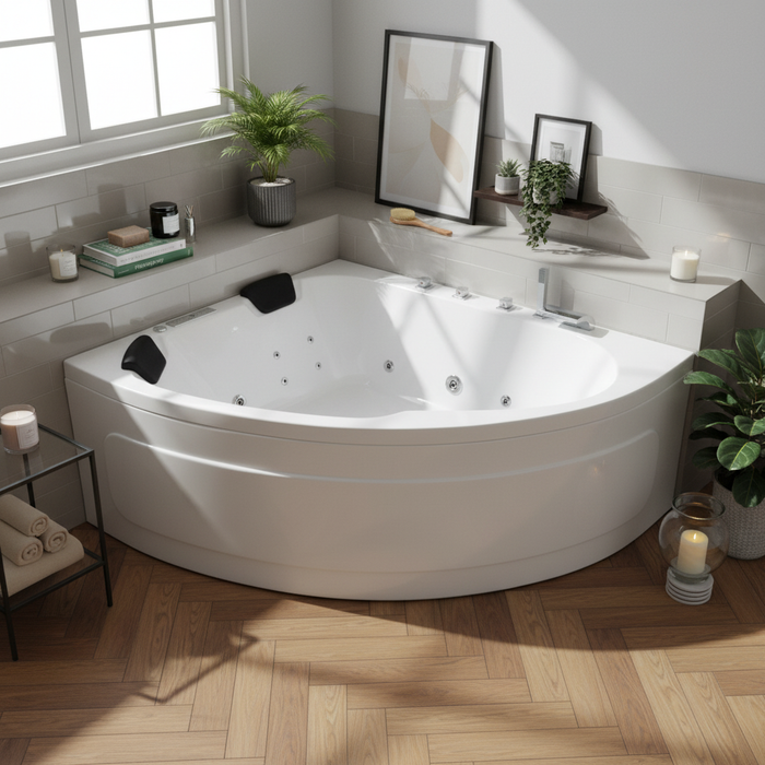 Delta-XL Indoor Whirlpool Badewanne – 25 Massagedüsen, LED, Ozon & Heizung