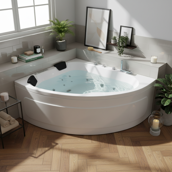 Delta-XL Indoor Whirlpool Badewanne – 25 Massagedüsen, LED, Ozon & Heizung