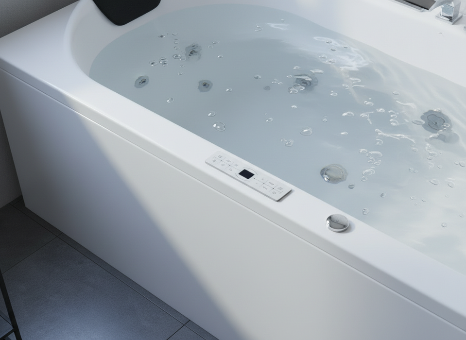 Komfort Indoor Whirlpool Badewanne – 20 Massagedüsen, LED, Ozon & Heizung
