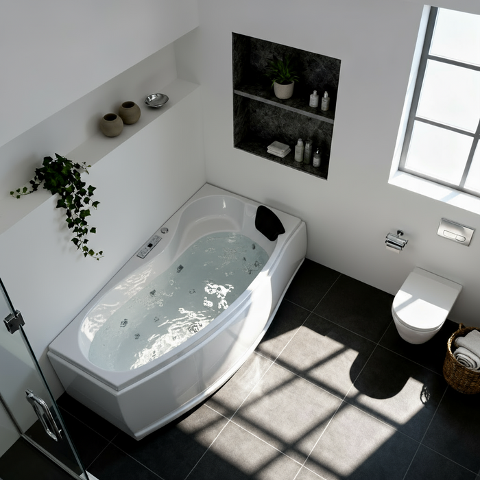 Mini Corner Indoor Whirlpool Badewanne – 17 Massagedüsen, LED, Ozon & Heizung