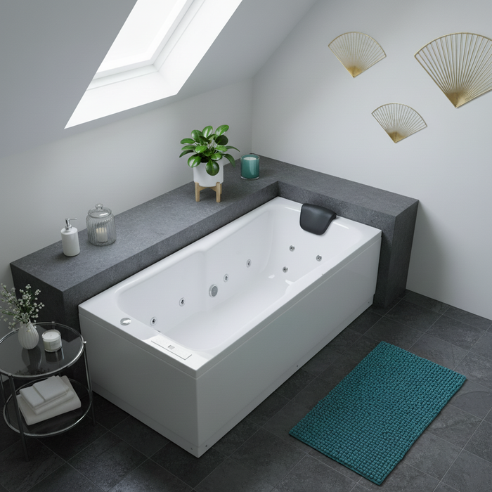 Rhodos Indoor Whirlpool Badewanne – 12 Massagedüsen, LED, Ozon & Heizung