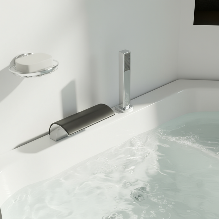 Samoa Indoor Eck-Whirlpool Badewanne – 24 Massagedüsen, LED, Ozon & Heizung