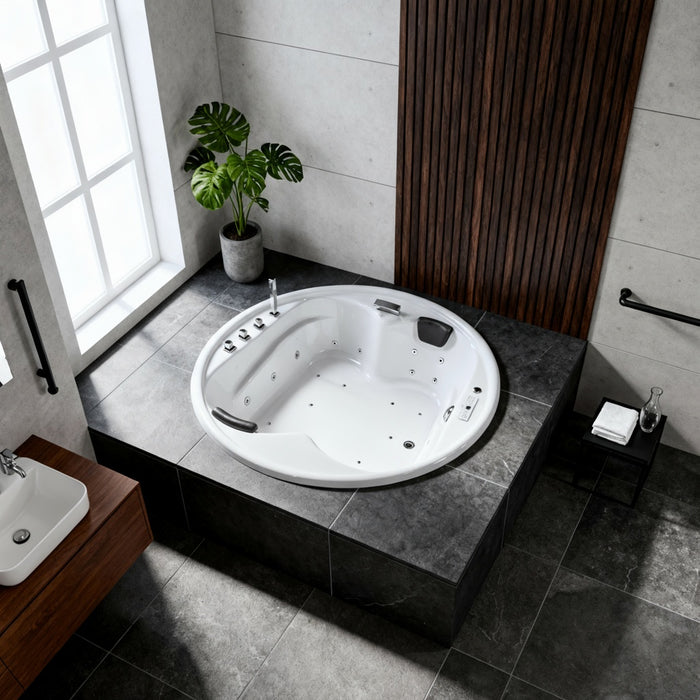 Vidal-XXL Indoor Whirlpool Badewanne – 28 Massagedüsen, LED, Ozon & Heizung