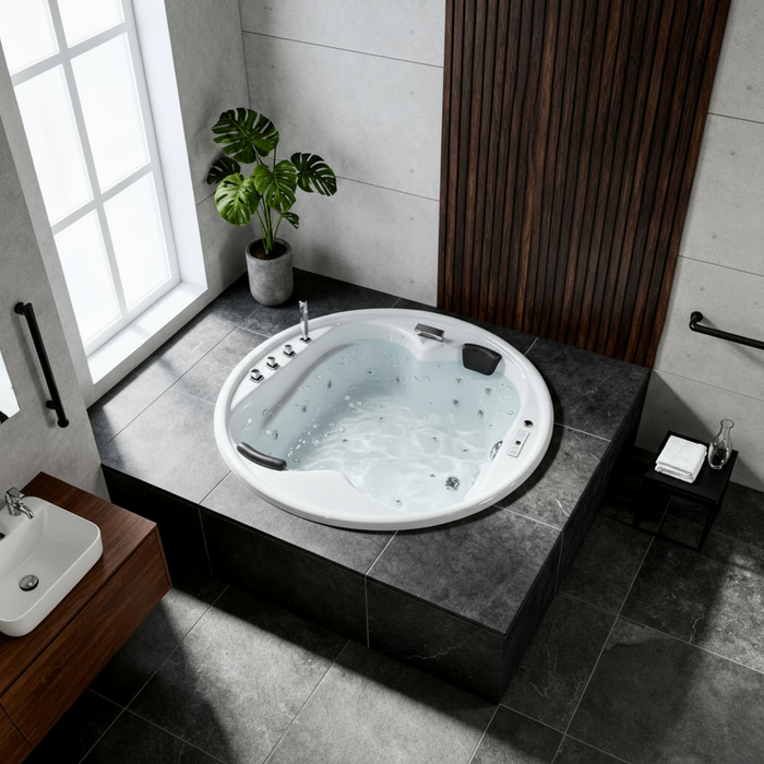 Vidal-XXL Indoor Whirlpool Badewanne – 28 Massagedüsen, LED, Ozon & Heizung
