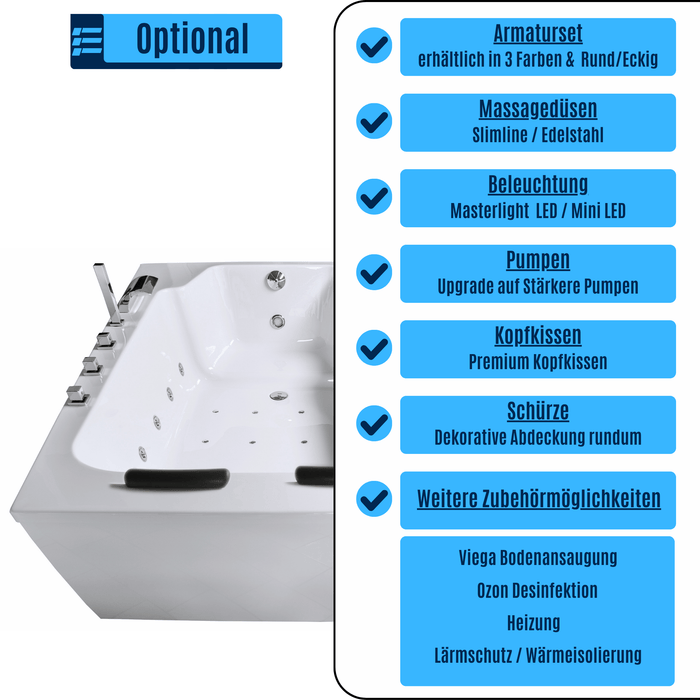 Classic Premium Indoor Whirlpool – 24 Massagedüsen, LED, Ozon & Heizung - Caribia