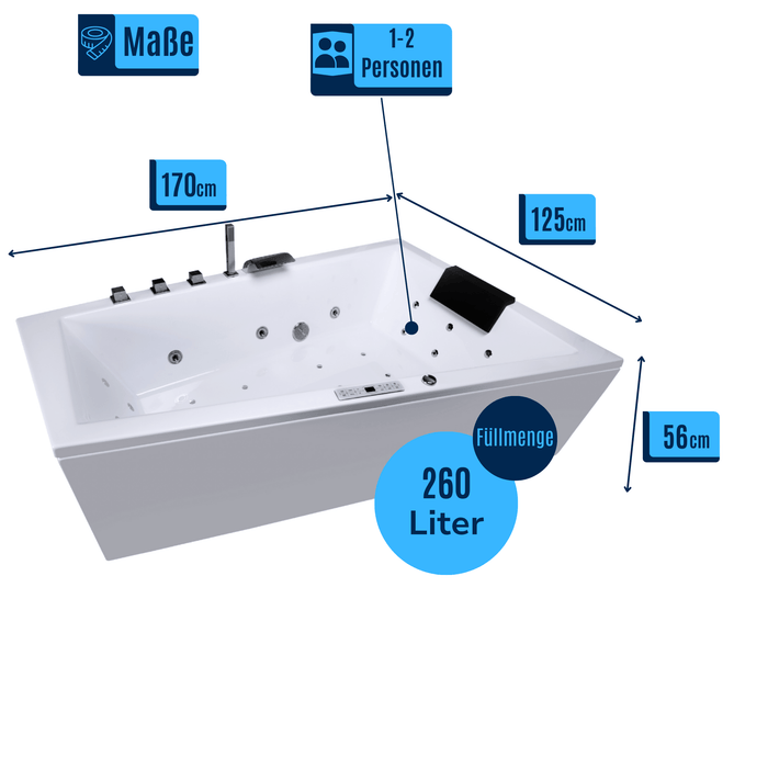 Diagool Premium Indoor Whirlpool – 24 Massagedüsen, LED, Ozon & Heizung - Caribia