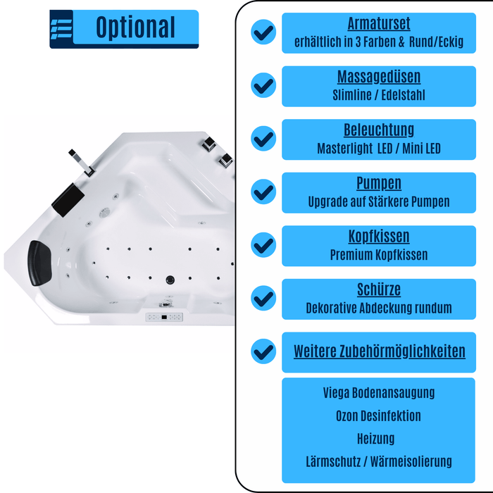 Samoa Premium Indoor Eck - Whirlpool – 24 Massagedüsen, LED, Ozon & Heizung - Caribia