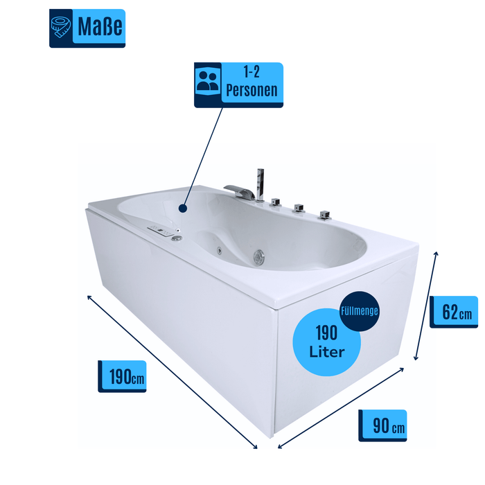 Trento Premium Indoor Whirlpool – 24 Massagedüsen, LED, Ozon & Heizung - Caribia